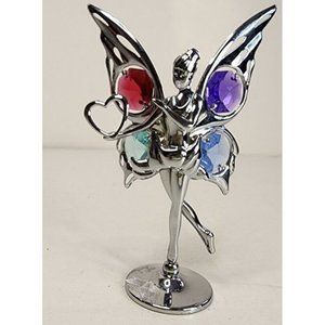 Austrian Crystal Chrome Plated Fairy Figurine - By Mascot. USA- 4" tall